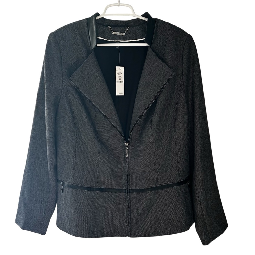 NWT White House Black Market Luxe Suit Jacket Faux Leather Trim G9
